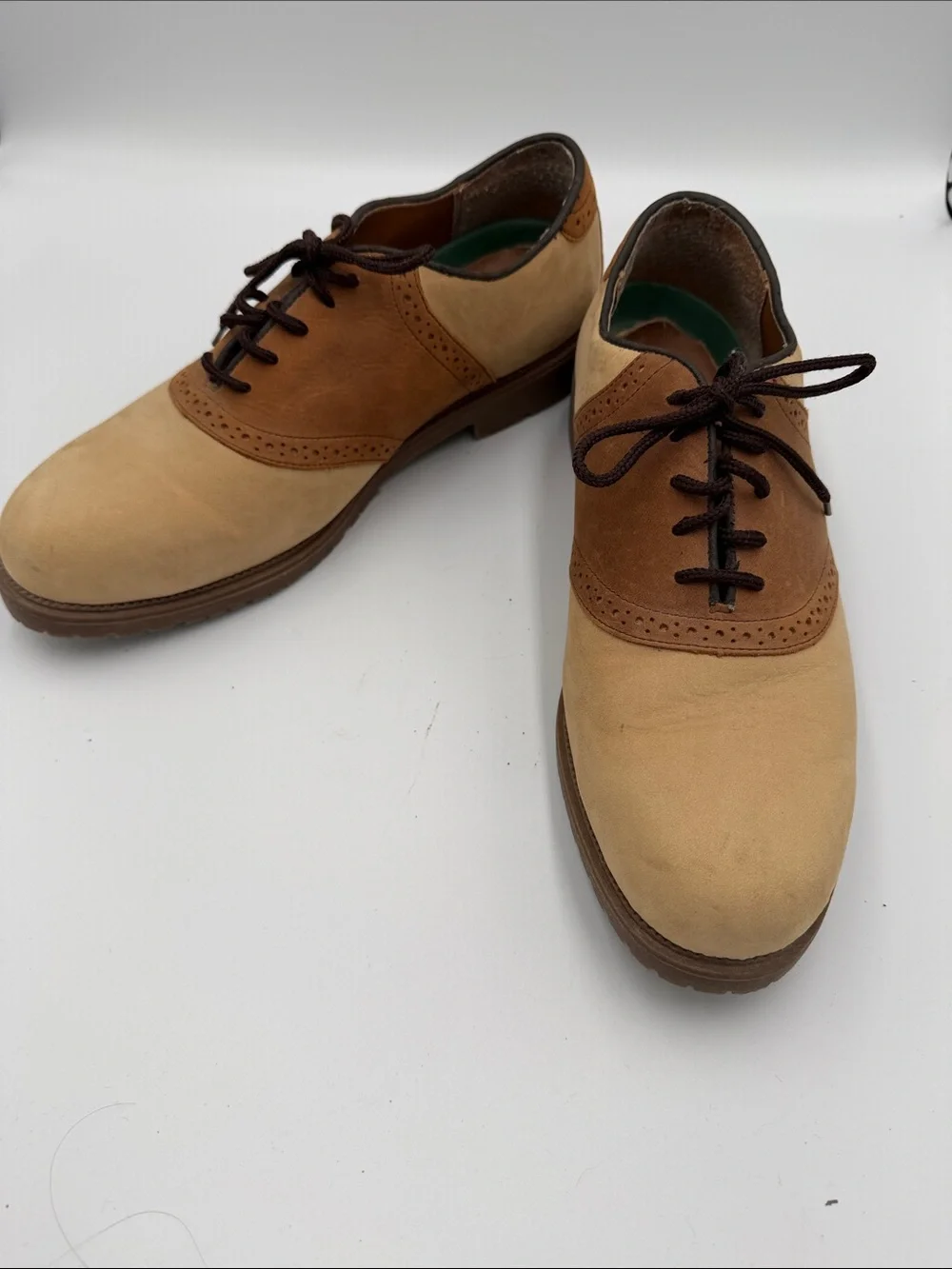 Nunn Bush Two-Tone Tan and Brown Men's Saddle Oxfords